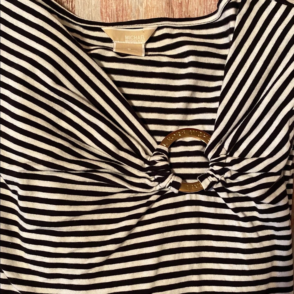 EUC Michael Kor Blue and White Striped Top